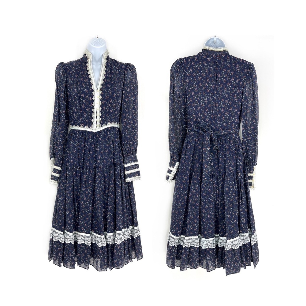vintage 1970s Gunne Sax dress prairie floral calico cottagecore boho 70s‎